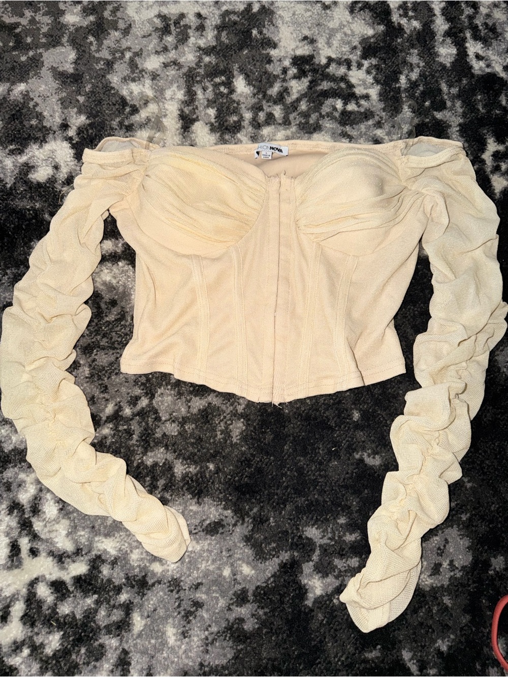 Fashion Nova Cream Ruched Corset Crop Top – Size Large